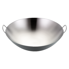 Heavy Gauge Stainless Steel Wok with Dual Handles – Professional-Grade Deep Stir-Fry Pan (Available in 32 cm to 70 cm)
