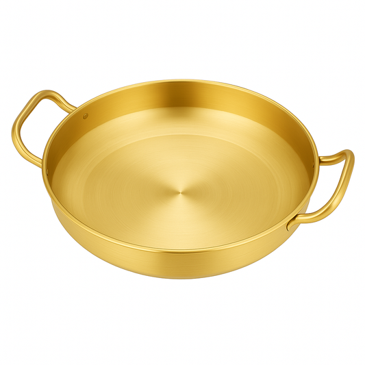 Golden Spanish Paella Pan – Premium Stainless Steel Dual-Tone Cook & Serve Pan (Available in 22 cm to 30 cm)