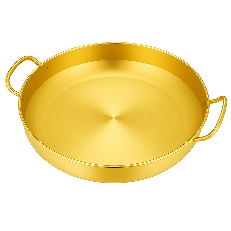 Golden Spanish Paella Pan – Premium Stainless Steel Dual-Tone Cook & Serve Pan (Available in 22 cm to 30 cm) - Habitt