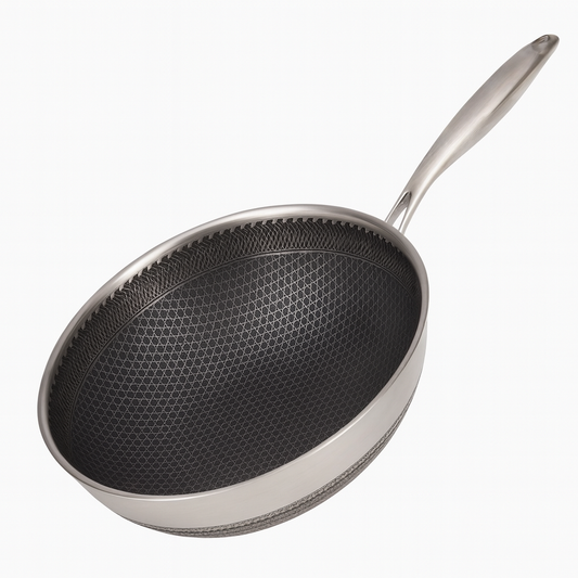 Stainless Steel Honeycomb Non-Stick Karahi with Single Handle – Available in 26cm, 28cm & 30cm