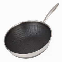 Stainless Steel Honeycomb Non-Stick Karahi with Single Handle – Available in 26cm, 28cm & 30cm