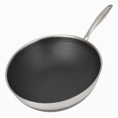 Stainless Steel Honeycomb Non-Stick Karahi with Single Handle – Available in 26cm, 28cm & 30cm