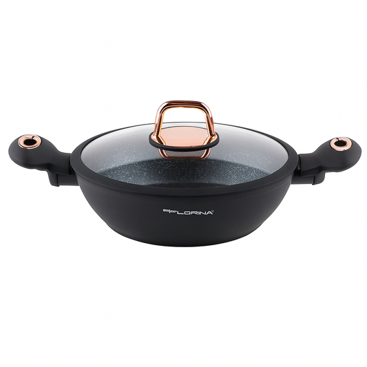 Florina Poland Non-Stick Karahi with Induction Base & Glass Lid – 28cm