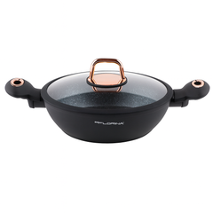 Florina Poland Non-Stick Karahi with Induction Base & Glass Lid – 28cm