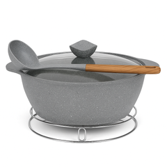 Kung Fu Master Non-Stick Cooking Pot with Induction Plate, Iron Stand & Spoon – Available in 24cm, 28cm, 32cm & 36cm