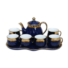 8-Piece Luxury Tea Set with Tray – Available in Blue & Green | Elegant Ceramic Tea Set for Serving