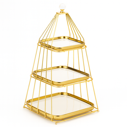 3-Tier Gold Pastry Stand – Elegant Dessert & Snack Display Rack