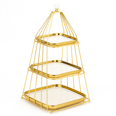 3-Tier Gold Pastry Stand – Elegant Dessert & Snack Display Rack