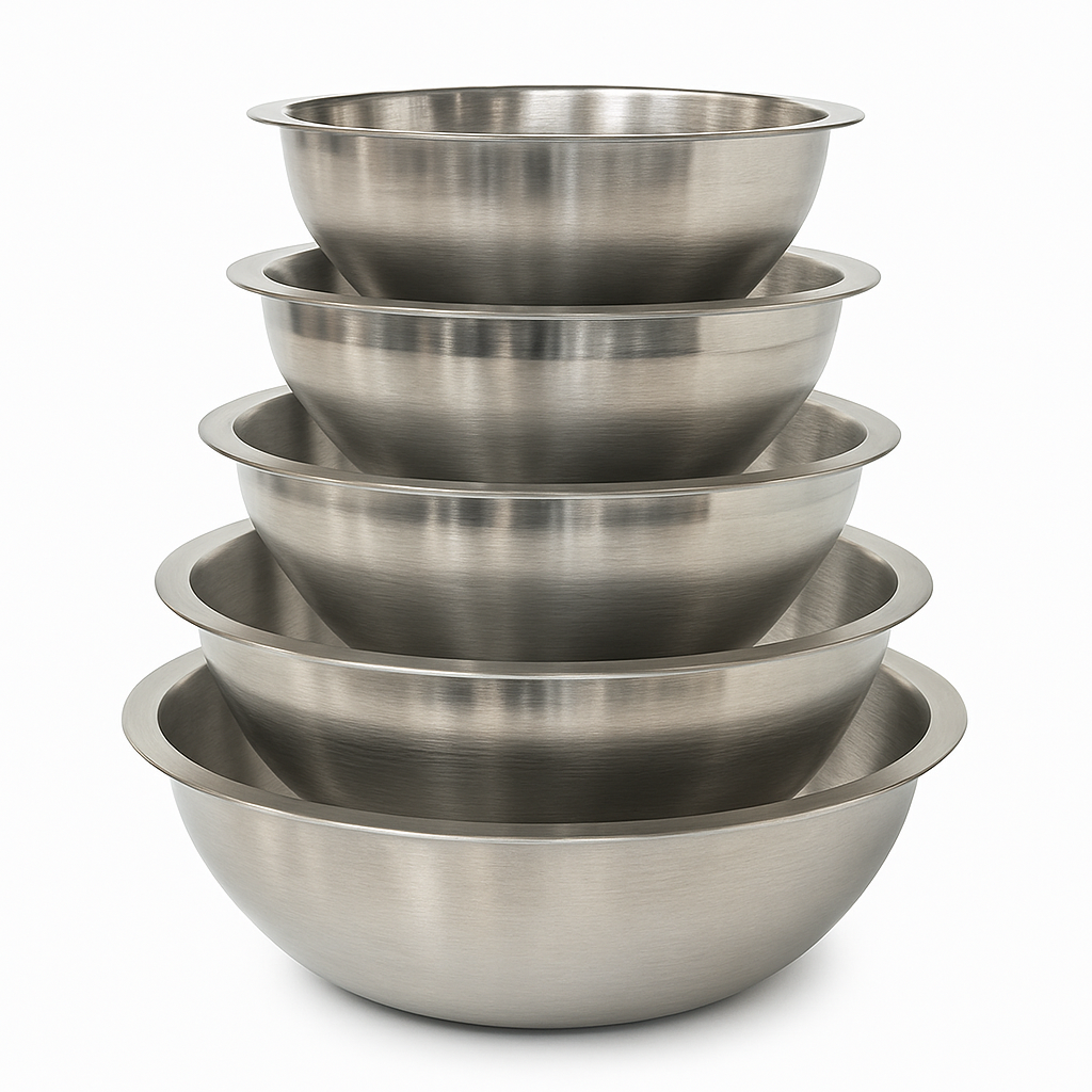 5-Piece Double Wall Stainless Steel Mixing Bowl Set – Premium Kitchen Serving & Storage Bowls