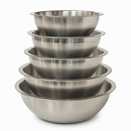 5-Piece Double Wall Stainless Steel Mixing Bowl Set – Premium Kitchen Serving & Storage Bowls