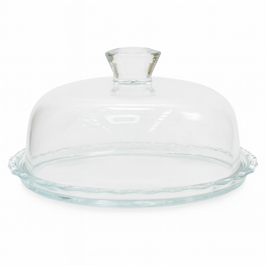 1 pc Elegant Glass Cake Dish with Dome Lid – Transparent Cake Stand & Server