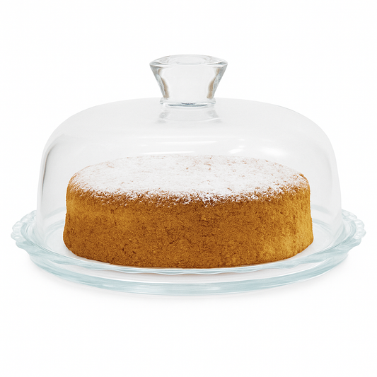 1 pc Elegant Glass Cake Dish with Dome Lid – Transparent Cake Stand & Server