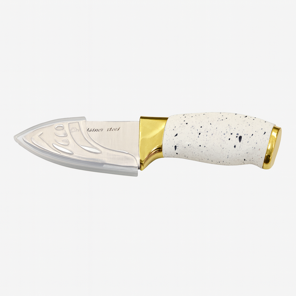 Premium Stainless Steel Kitchen Knife – 1-Piece Chef Utility Knife with White & Gold Handle