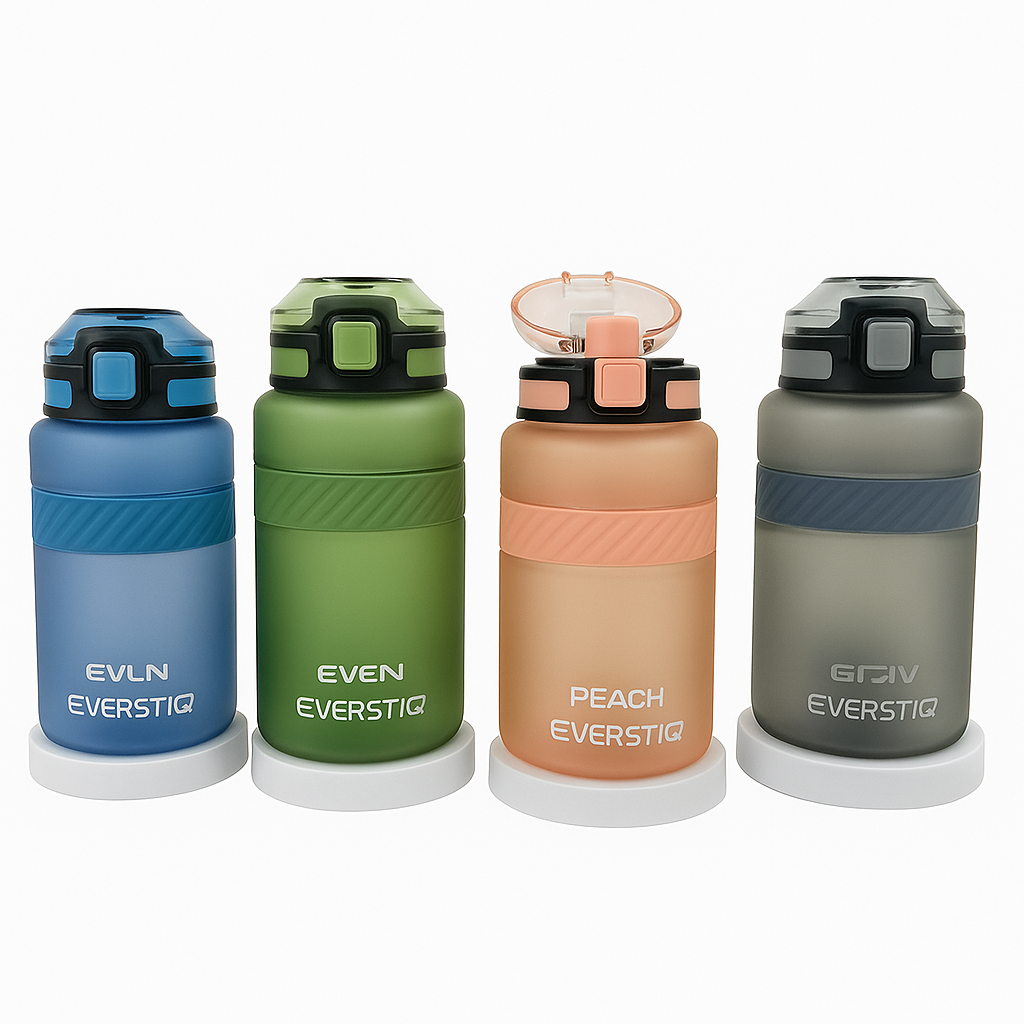 1Pc Frosted Plastic Water Bottles (Assorted) – Leak-Proof Flip-Top Sports & Travel Bottles