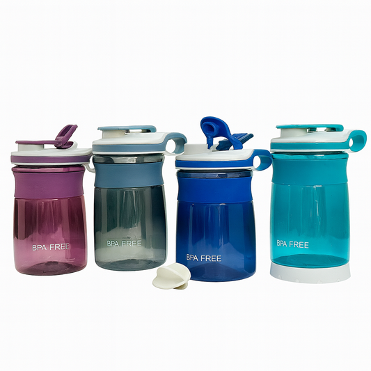 1Pc Transparent Plastic Water Bottles (Assorted) – Flip-Top Leak-Proof Bottles for Gym, Office & Travel