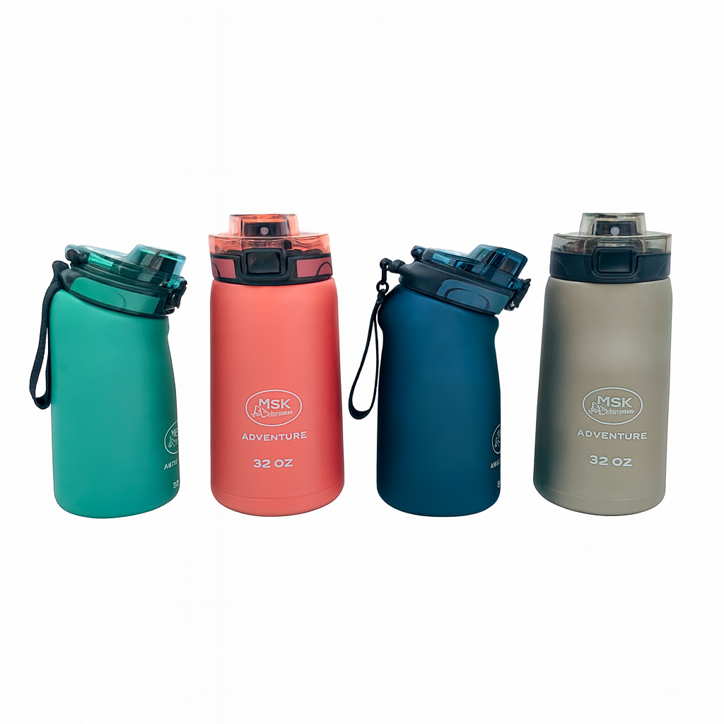 1Pc Matte Plastic Water Bottles (Assorted) – Leak-Proof Flip-Top Sports & Travel Bottles