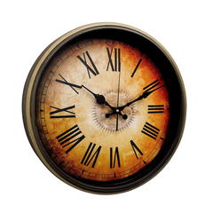 Heritage Oxford 14-Inch Vintage Wall Clock – Antique Roman Numeral Design with Rustic Bronze Plastic Frame