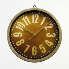 Heritage Oxford 14-Inch Retro Wall Clock – Rustic Amber Dial with Bold Vintage Numerals
