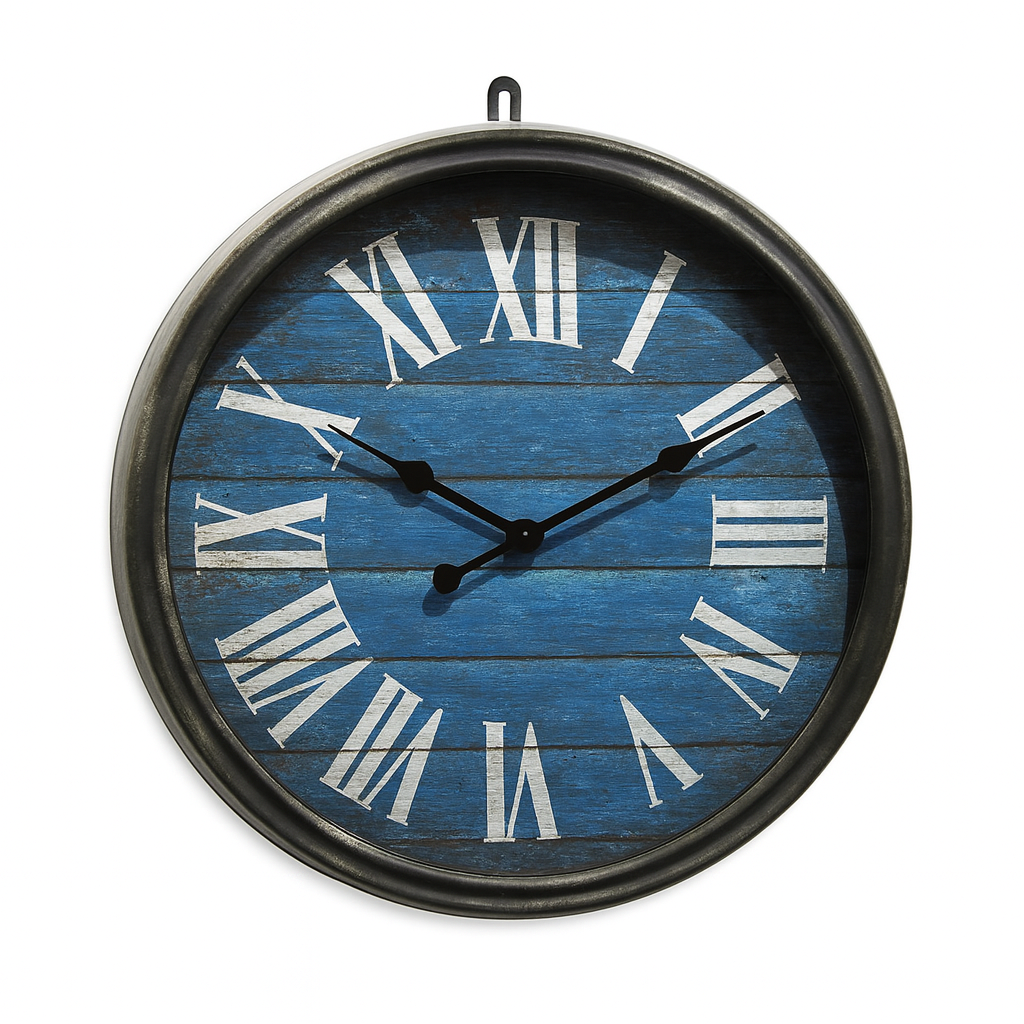 Heritage Oxford 14-Inch Nautical Wall Clock – Blue Rustic with Roman Numerals