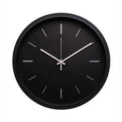 Oxford 14" Modern Minimalist Wall Clock – Sleek Black Dial with Silver Hands, Contemporary Plastic Frame