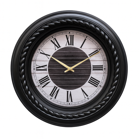 Titanic Black Wall Clock with Roman Numerals – Elegant Plastic Frame