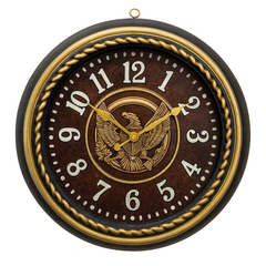 Titanic Wall Clock – Antique Brown & Gold Design with Eagle Emblem and Plastic Frame, Silent Quartz Movement