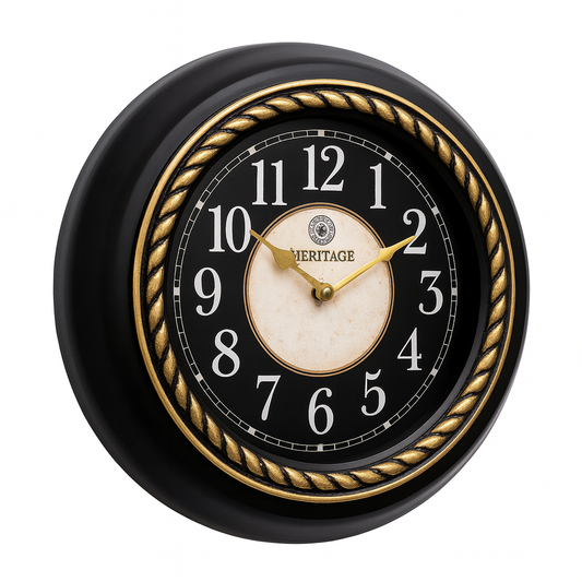 Titanic Wall Clock – Black & Gold Vintage Design with Plastic Frame, Silent Quartz Movement