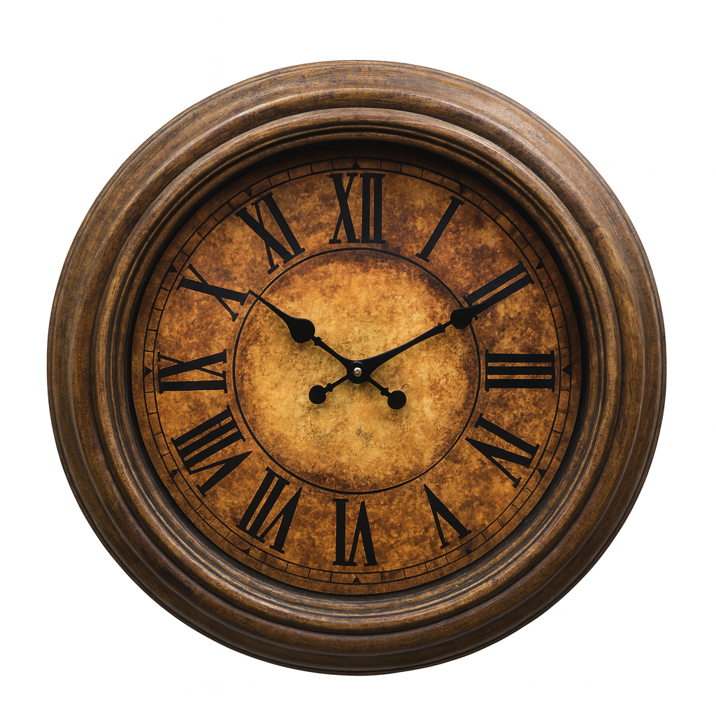 Oreo Wall Clock – 13.75-Inch Antique Brown Wall Clock with Plastic Frame and Roman/Standard Numerals