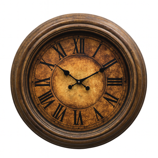 Oreo Wall Clock – 13.75-Inch Antique Brown Wall Clock with Plastic Frame and Roman/Standard Numerals