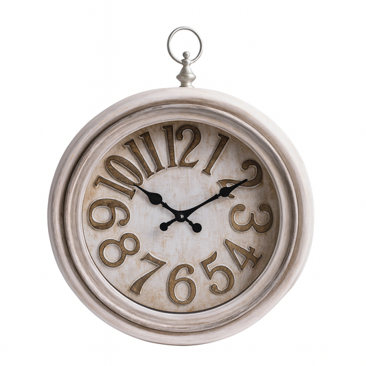 Oreo Wall Clock – 13.75-Inch Antique Cream Wall Clock with Plastic Frame and Raised 3D Numerals