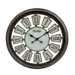 Heritage Wall Clock Numeral – 14-Inch Antique Roman Numeral Wall Clock with Vintage Metal-Look Plastic Frame