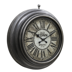 Ocean 2 Wall Clock – 18-Inch Old Town Vintage Wall Clock with Roman Numerals and Antique Metal-Look Plastic Frame