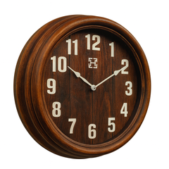 Squat Wall Clock – 10.75-Inch Wooden Finish Wall Clock with Plastic Frame and Bold Numerals