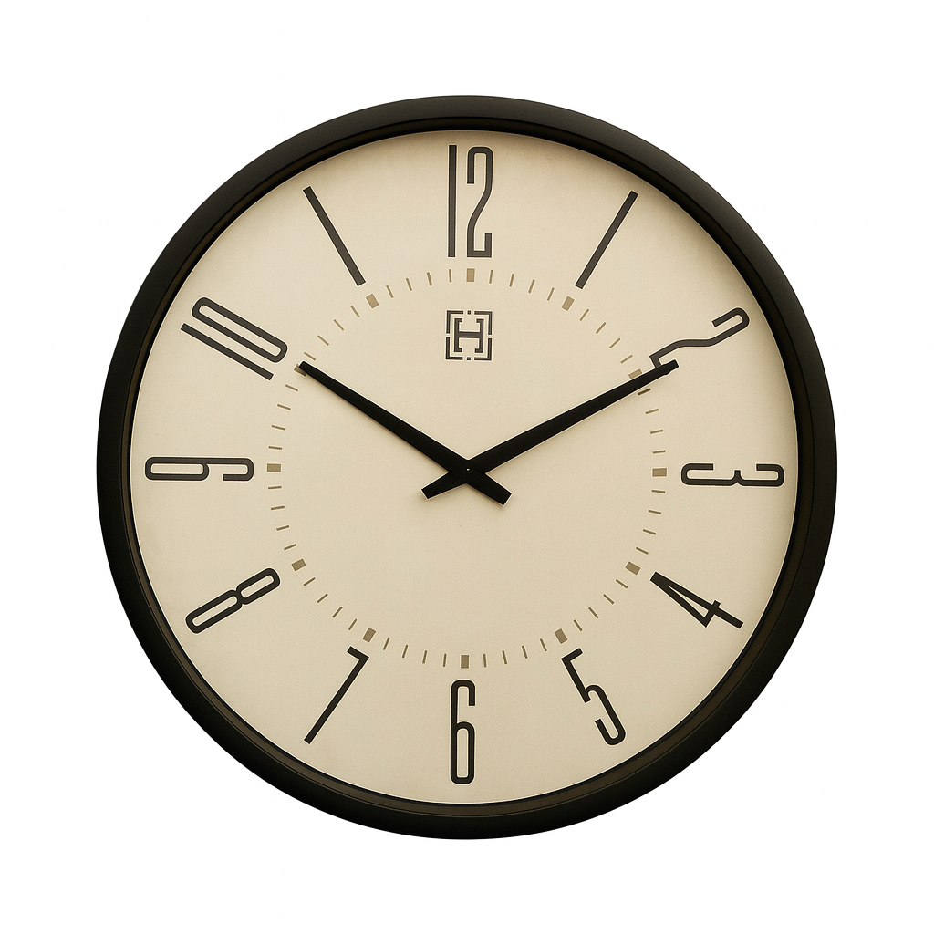 Heritage “Moon Time” Wall Clock 20" – Modern Minimalist Design with Black Plastic Frame