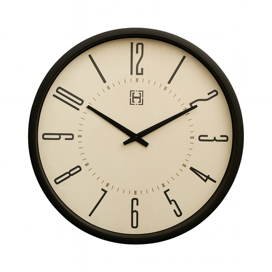 Heritage “Moon Time” Wall Clock 20" – Modern Minimalist Design with Black Plastic Frame