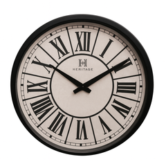 Heritage “Moon Time” Wall Clock 20" – Classic Roman Numeral Wall Clock with Black Plastic Frame