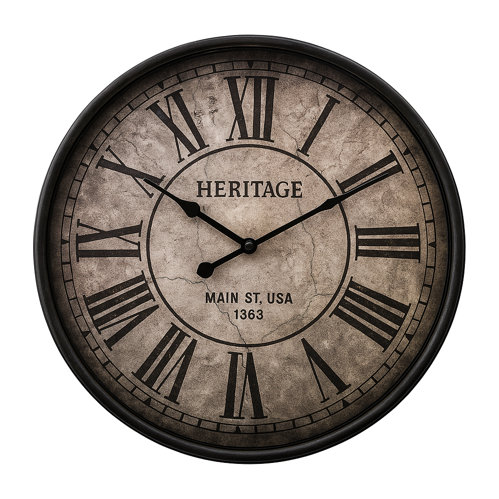 Heritage “Moon Time” 20-Inch Vintage Wall Clock – Roman Numeral Antique Design