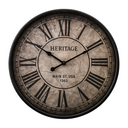 Heritage “Moon Time” 20-Inch Vintage Wall Clock – Roman Numeral Antique Design