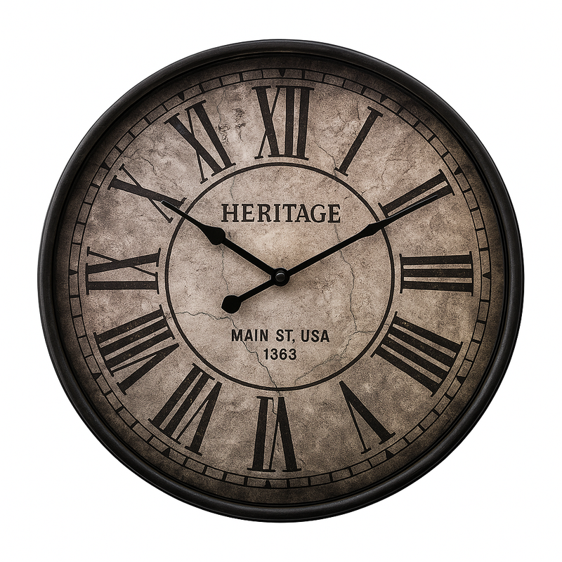Heritage “Moon Time” 20-Inch Vintage Wall Clock – Roman Numeral Antique Design - Habitt