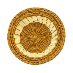 3-Piece Dual-Tone Handwoven Round Cane Bread Basket Set – Natural & Brown Rattan Serving Baskets for Dining, Kitchen & Café Use