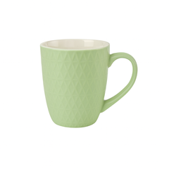 Textured Pastel Ceramic Mug – Diamond Pattern Coffee & Tea Cup in Green or Blue