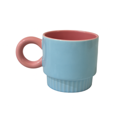 Pastel Pop Ceramic Mug – Retro Coffee &amp; Tea Cup in Blue, Green, Pink & Yellow