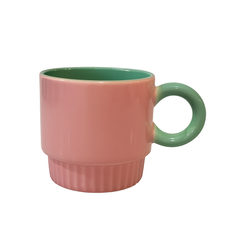 Pastel Pop Ceramic Mug – Retro Coffee &amp; Tea Cup in Blue, Green, Pink & Yellow