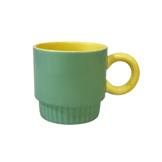 Pastel Pop Ceramic Mug – Retro Coffee &amp; Tea Cup in Blue, Green, Pink & Yellow