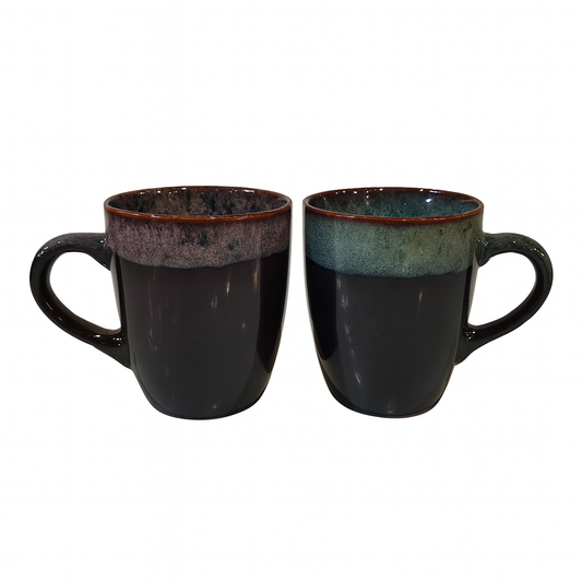 Handcrafted Reactive Glaze Ceramic Mug – Luxury Stoneware Coffee & Tea Cup in Green or Purple