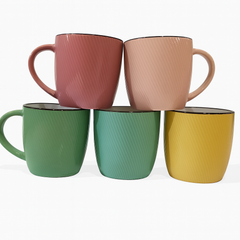 Textured Gloss Ceramic Mug – Modern Coffee & Tea Cup in Red, Pink, Green, Teal & Yellow