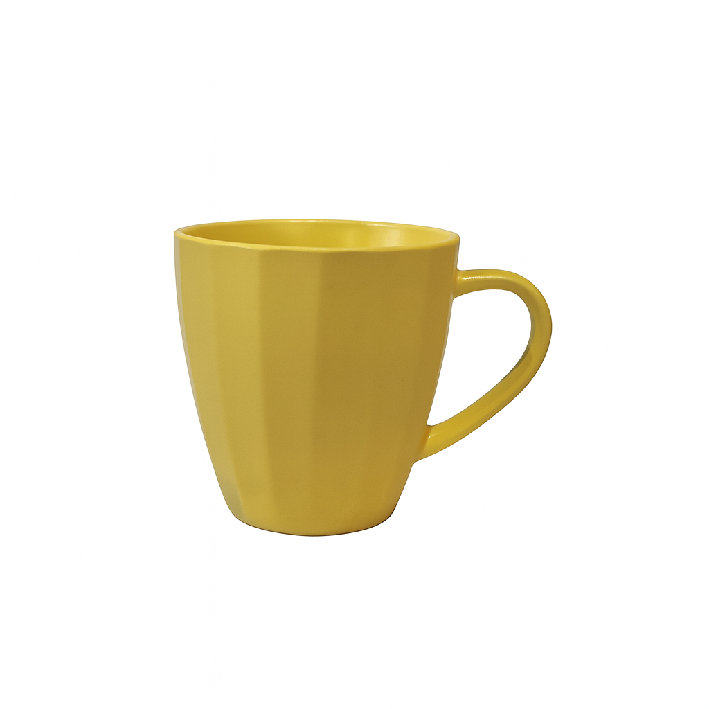 Modern Matte Ceramic Mug – Faceted Coffee & Tea Cup in Yellow