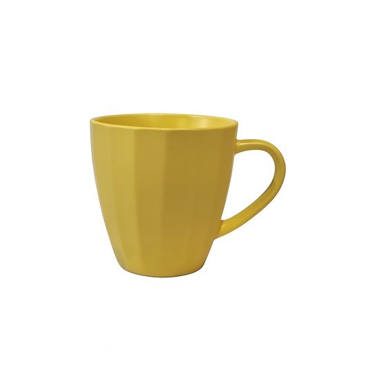 Modern Matte Ceramic Mug – Faceted Coffee & Tea Cup in Blue or Yellow