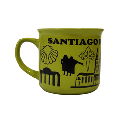 Santiago de Compostela Souvenir Ceramic Mug – Colorful Travel Coffee Cup in Green