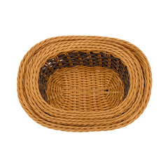 3-Piece Handwoven Oval Cane Bread Basket Set – Natural Brown Rattan Serving Baskets for Dining & Kitchen
